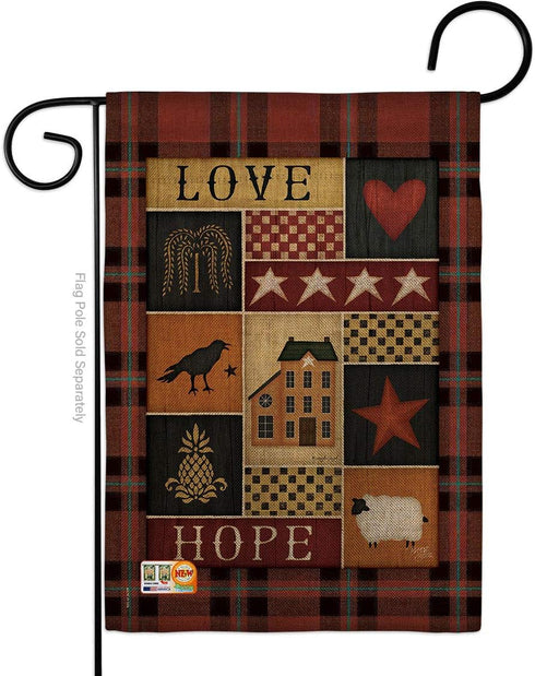 Breeze Decor Primitive Collage Love Hope Garden Flag Country Living Farm Western Barn American Rustic Cowboy Rural Ranch House Decoration Banner S...