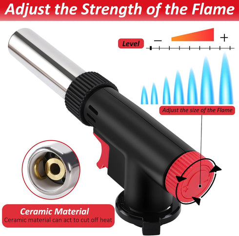 CORKAS Butane Torch Head, Professional Kitchen Cooking Torch with Adjustable Flame, Culinary & Grilling Blow Torch Lighter for Desserts, Creme Bru...