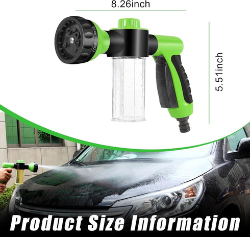 Car Wash Nozzle, High Pressure Water Garden Hose Nozzle with 8 Watering Patterns, Foam Sprayer with Soap Dispenser Bottle for Car Washing, Waterin...