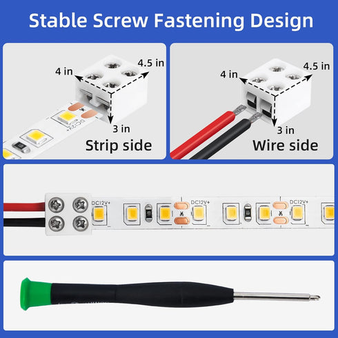 40 PCS 2-Pin 8mm Solderless Led Strip Connectors, Reliable Led Light Strip Connectors Screw Down 8mm Tape to Wire, Easy-to-Install Led Connector, ...