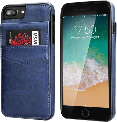 KIHUWEY for iPhone 7/8 Plus Case Wallet with Credit Card Holder, Premium Leather Magnetic Clasp Kickstand Heavy Duty Protective Cover for iPhone 7...