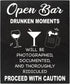 JennyGems Open Bar Hanging Wood Sign | Drunken Moments Will Be Photographed Documented and Thoroughly | Funny Wedding Reception Decor Sign | Birth...