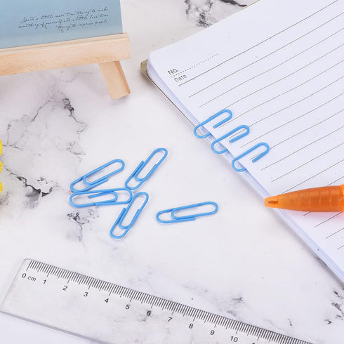 MECCANIXITY Paper Clips Small Size 1.1 Inch Vinyl Coated to Prevent Tearing Pages with Box for Organize Office Home Blue Count 600...