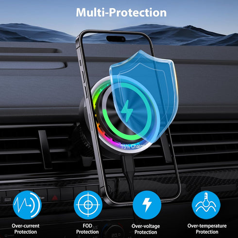 Wireless Car Charger for Magsafe Car Mount Charger Magnetic Wireless Fast Charging for iPhone 15 Pro Max 14 Pro 13 12 Series 15W Air Vent Phone Ho...