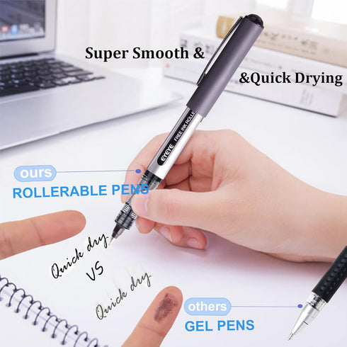 Black Liquid Ink Rollerball Pen, Fine Tip Pens Bullet Nib 0.5mm Black Ink?Smooth Writing Rollering Writing Pen, 12 Pack Office Bulk Pens...