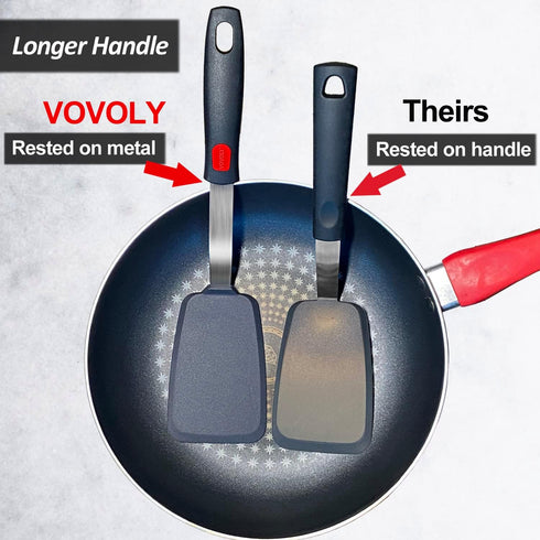 Silicone Spatulas Heat Resistant with Longer Handle, Spatula Turner for Nonstick Cookware, Flexible Kitchen Flipper, BPA Free & Dishwasher Safe...