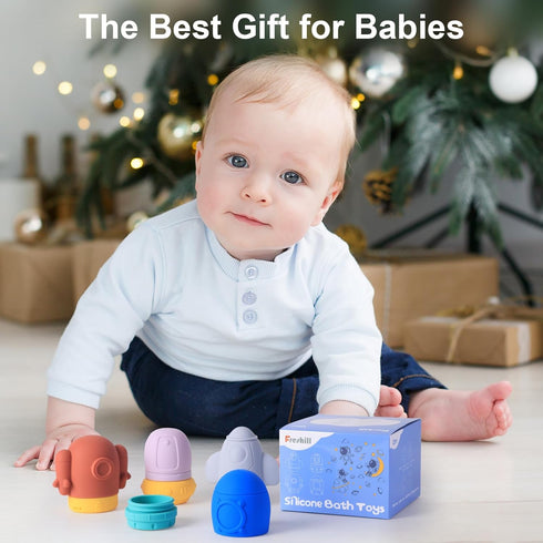 Silicone Baby Bath Toy Set for Infants 6-12 Months, Bathtub Toys for Toddlers 1-3,Mold Free Squirty Pool Toy, Dishwasher Safe 4 Pack...