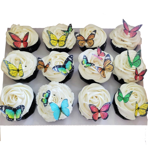 34pcs Pre-Cut Edible Butterflies Wafer Paper,Easter Wedding Cake Cupcake...