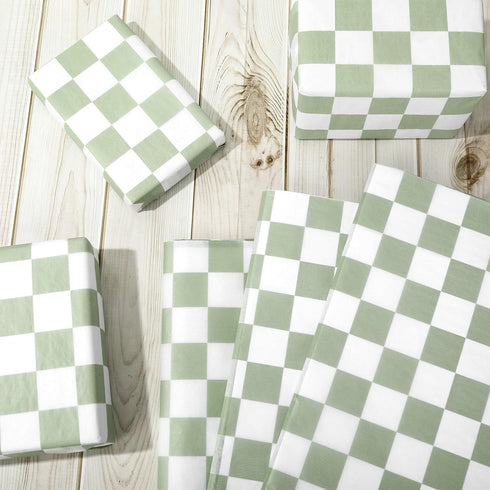 Whaline 100 Sheets Checkered Tissue Paper Sage Green Gift Wrapping Paper Art Craft Paper for DIY Crafts Wedding Birthday Baby Shower Party Decorat...