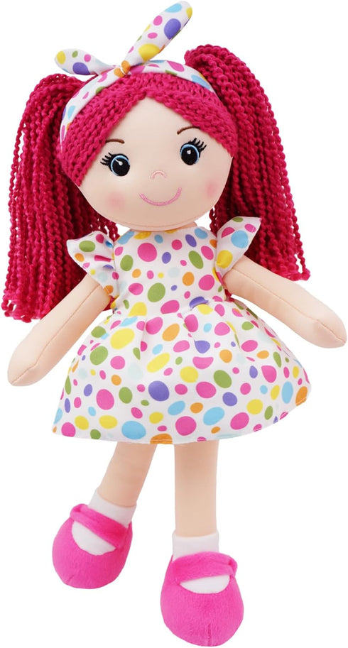 June Garden 18" Snuggle Cuties Sophie - Soft Cuddly Plush Doll Gift for Girls - Huggable Rag Doll - Pink L...