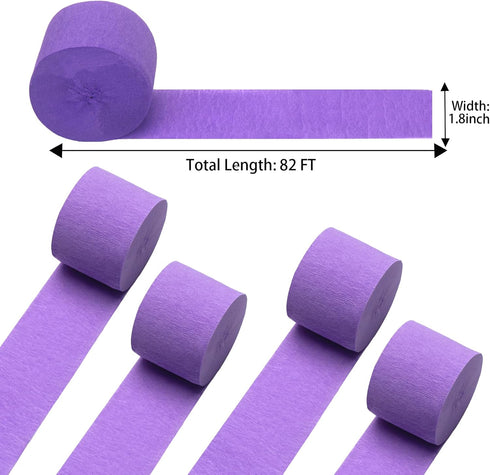 Purple Crepe Paper Streamers for Party Decorations 4 Rolls 328ft,Purple Crepe Paper for Wedding Decorations, Birthday Decorations, Baby Shower Dec...
