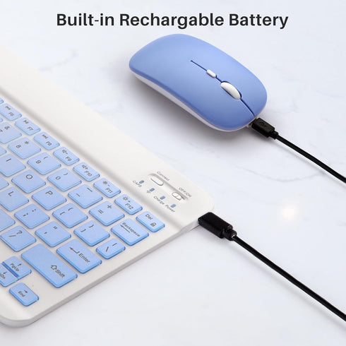 Bluetooth Keyboard and Mouse Combo for iPad - Rechargeable Wireless Keyboard & Mouse with 7-Color Backlit Compatible with iPad 9th/8th Gen, iPad P...