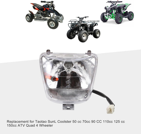 GOOFIT 12V Headlight Head Light Lamp Assembly Replacement for Taotao SunL Coolster 50 cc 70cc 90 CC 110cc 125 cc 150cc ATV Quad 4 Wheeler...