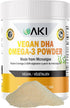 AKI Omega 3 DHA Micro Algae Powder Supplements - Plant-Based Keto Vitamin for Inflammation - Alternative to Fish or Krill Oil | Vegan & GMO-Free (...