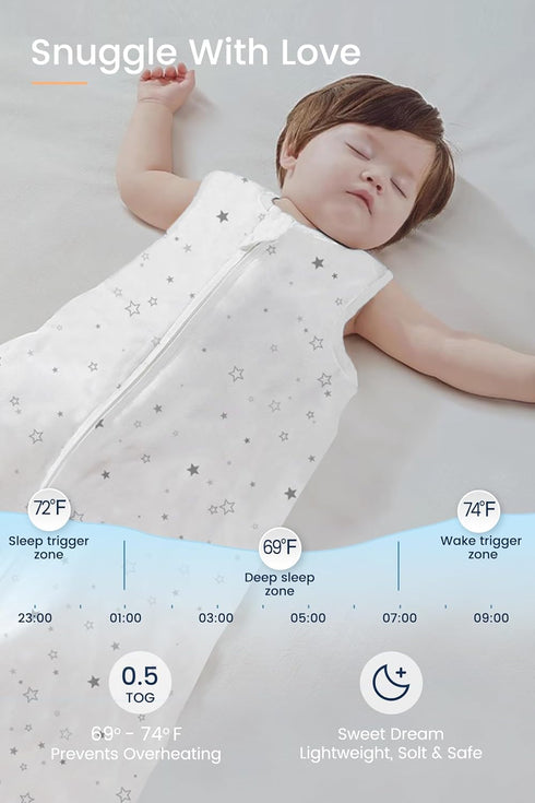 TotAha Toddler Sleep Sack 2T-3T-4T for Girl, 0.5 TOG Summer Light Sleeping Sacks, Soft Wearable Blanket Baby Sleep Bag with 2-way Zipper, GreenLea...