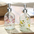 17oz Flower Glass Soap Dispenser Bottle with Plastic Pump,Set of 2...