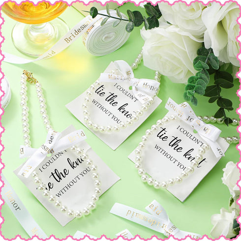 8 Set Bridesmaid Necklaces Women Pearl Necklaces Wedding Bridesmaid Proposal Gifts I Couldn't Tie a Knot Without You Wedding Brides Bridesmaids Je...