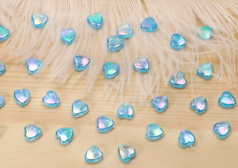 Tupalizy 100PCS Mini Acrylic Heart Beads 9mm AB Color Heart Charms for Jewelry Making Bracelets Necklaces Earrings Key Chains Accessories DIY Craf...