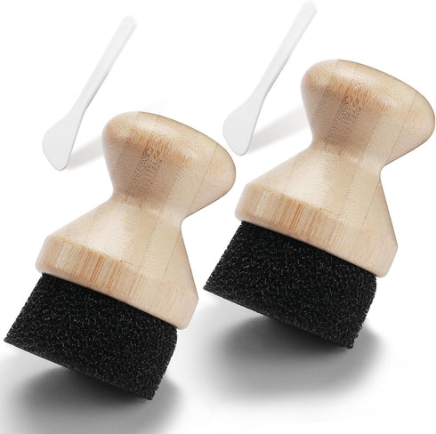 Herda 2pcs Food Grade Mineral Oil & Wax Applicator for Wood Cutting Board, Butcher Blocks, Safe Cutting Boards Oil Sealer -Bamboo/Wooden Spoon Ute...