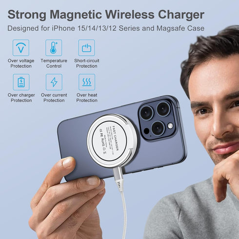 Mag-Safe Wireless Charger Pad Fast Charging for Samsung Galaxy S24/S23+/S22/S21,15W Magnetic Wireless Charger Mat Stand with PD 20W USB C Charger ...