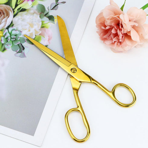 MultiBey Scissors Straight Recycled Stainless Steel 7" Copper Gold Multipurpose Fabric Leather Arts and Crafts Paper Shears Heavy Duty (Upgraded)...