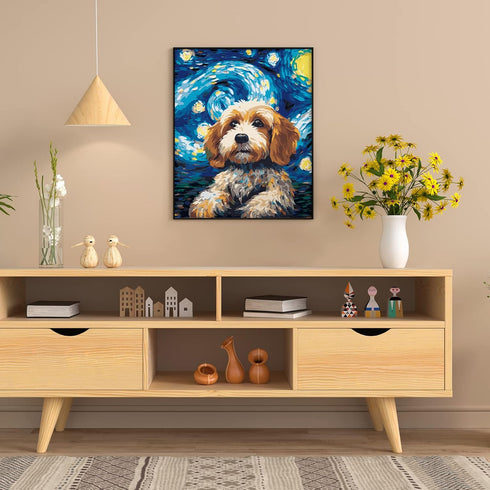 Nuberlic DIY Paint by Number for Adults Kids Beginner Acrylic Painting by Number Kits 16x20 Inch Starry Sky Dog Pattern On Canvas Paint by Numbers...