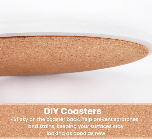 50 Pcs 2mm Self-Adhesive Cork Sheets for DIY Coasters, 4 Inch Thick Square Backing Cork Tiles Mat with Strong Adhesive-Backed for DIY Crafts Adhes...