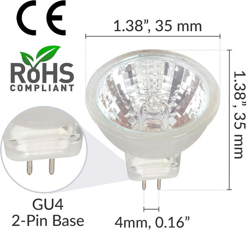 Simba Lighting MR11 Halogen 20W 12V FTD Spotlight Light Bulbs (10 Pack) 2-Pin 220lm for Landscape, Accent, Track Lights, and Fiber Optics, GU4 Bi-...