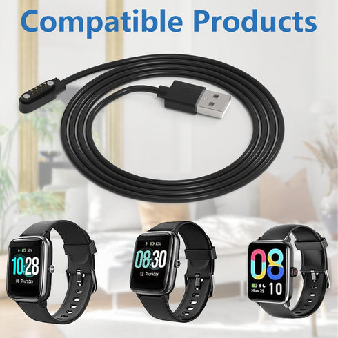 Smart Watch Charger Magnetic 4 Pin for Bluetooth Smart Watches GT88 G3 GT68 KW08 KW18 Y3 KW88 KW98 KW99 KW28 FS08 GV68 KW06 USB Charging Cable Rep...