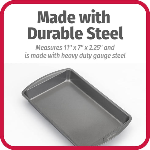 GoodCook 11" x 7" Nonstick Steel Cake Baking Pan, Multipurpose Nonstick Baking Pan for Brownies, Biscuits, and Cake, Gray...