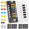 ELECTOP 6 Way Fuse Block Blade Fuse Box with Negative Bus, 6 Circuit Fuse Holder Fuse Block w/Negative Bus, Waterproof Protection Cover Sticker La...