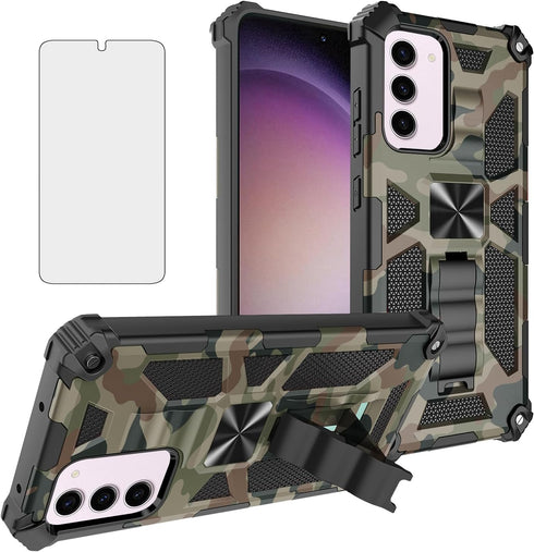 Asuwish Phone Case for Samsung Galaxy S23 5G with Tempered Glass Screen Protector and Stand Hybrid Rugged Magnetic Back Camo Protective Cell Cover...
