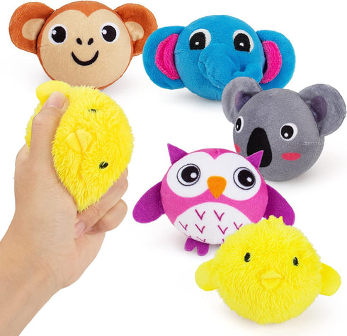 teytoy Mini Sensory Stress Ball for Kids and Adults,5 pcs Plush Stuffed Animals Farm Friends Infant and Toddler Toys Owl, Elephant, Koala, Chicken...