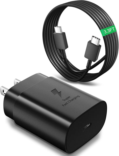 25W Type C Fast Charger Set for Samsung A54 A53 A35 - Super Fast PD USB C Wall Charging Block Android Phone Charger with 3.3 FT 3A C to C Cable fo...