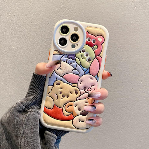 Compatible with iPhone 14 Pro Cute Case, TPU Leather Phone Emboss Cartoon case Soft Rubber Shockproof Protective for iPhone 14 Pro Case Cover for ...