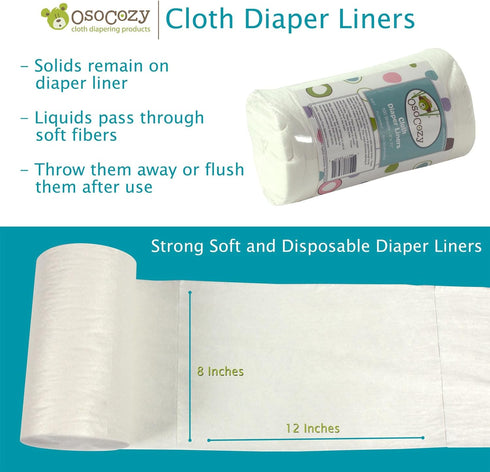 OsoCozy Flushable Diaper Liners - Make Cloth Diapering Convenient with Easy, Quick, Cloth Diaper Liners - Super Soft and Gentle on Baby’s Skin...