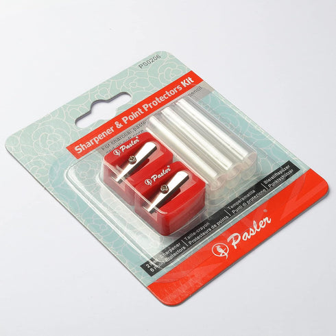 Pasler Pencils Sharpener & Point Protectors Set Ideal for Charcoal,Pastel,Graphite,Eyebrow Pencil and All Soft core Artist Pencils....
