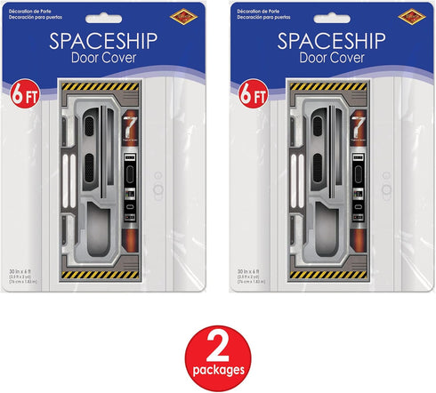 Beistle Set of 2 Plastic Spaceship Door Covers, Decorations for Outer Space Galaxy Alien Theme Birthday, Futuristic Party Supplies & Wall Decor, 6...