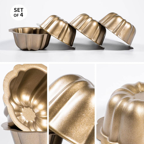 Mini Budtcake Pan, Air Fryer Cake Pan Egg Mold 4 Inch Nonstick Fluted Lava Cake Pans Mini Chocoflan Mold Flan Mold Individual Baking Cups Pumpkin ...