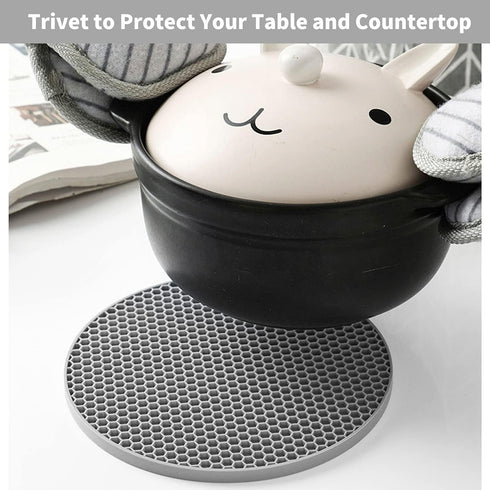 Silicone Trivet Mats, Silicone Pot Holders for Hot Pots and Pans, Heat Resistant Counter Mats for Tables, Countertops, Spoon Rest and Large Coaste...