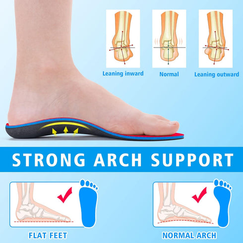 Arch Support Flat Feet Insoles - Orthotic Shoe Inserts, 3cm, Red, Unisex...