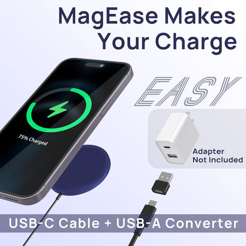 Magnetic Wireless Charger,MagEase 15W Wireless Charger Magnetic Compatible with iPhone 15/14/13/12 Series and AirPods 3/2/Pro, Charging Pad with U...