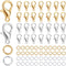 1 Box 400Pcs Lobster Claw Clasp Small Key Chain Clasps & 400Pcs Open Jump Rings Gold Silver Metal Trigger Clasp Findings for Jewelry Making Suppli...