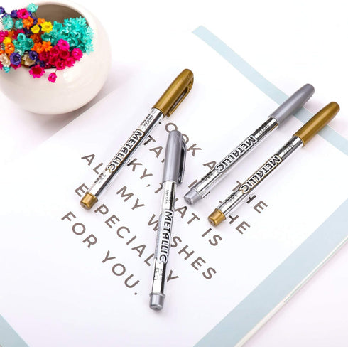 Dyvicl Premium Metallic Markers Pens - Silver and Gold Paint Pens for Black Paper, Glass, Rock Painting, Halloween Pumpkin, Card Making, Scrapbook...
