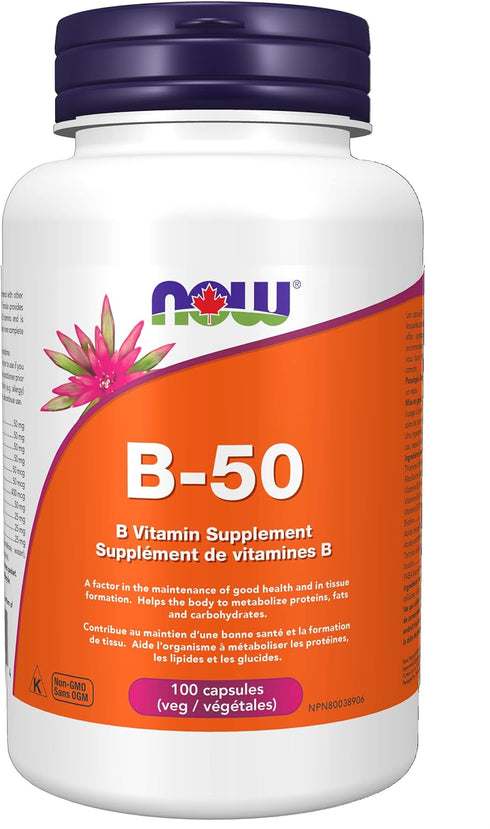 NOW Vitamin B-50 mg,100 Veg Capsules...