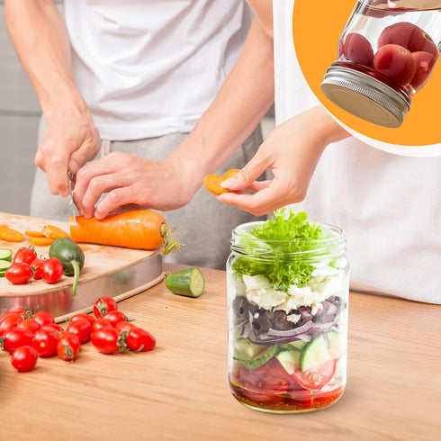 6 Pack 16 Ounce Clear Plastic Mason Jars Containers With Screw Sealing Metal Tinplate Lids,Refillable Empty PET Plastic Slime Candy Storage Jars C...