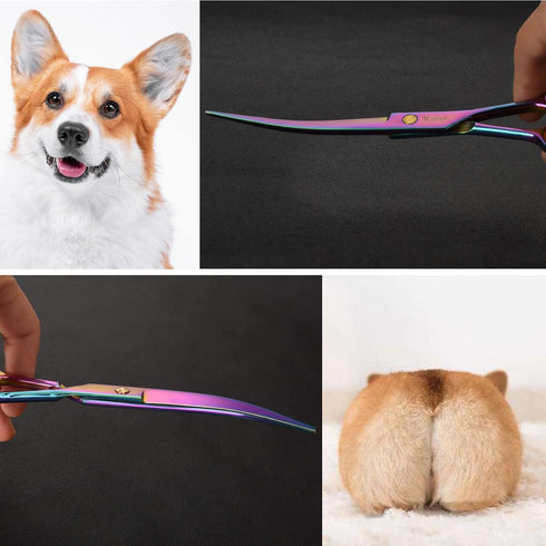Dog Scissors for Grooming with Safety Blunt Tip, Dog Grooming Scissors Set for Pets, Professional 7 in 1 Grooming Scissors for Dogs and Cats - 6CR...