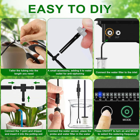 Solar Drip Irrigation Kit Accessories, 32.8FT Solar Powered Auto Easy DIY Irrigation System Expansion Kit with Anti-Siphoning Device for Balcony P...