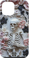 iPhone 15 Plus Whimsigoth Skeleton - Pink - Black Floral Skull Roses Case...