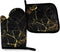 Black Gold Marble Oven Mitts and Pot Holders Heat Resistant Oven Gloves Safe Cooking Baking Grilling...